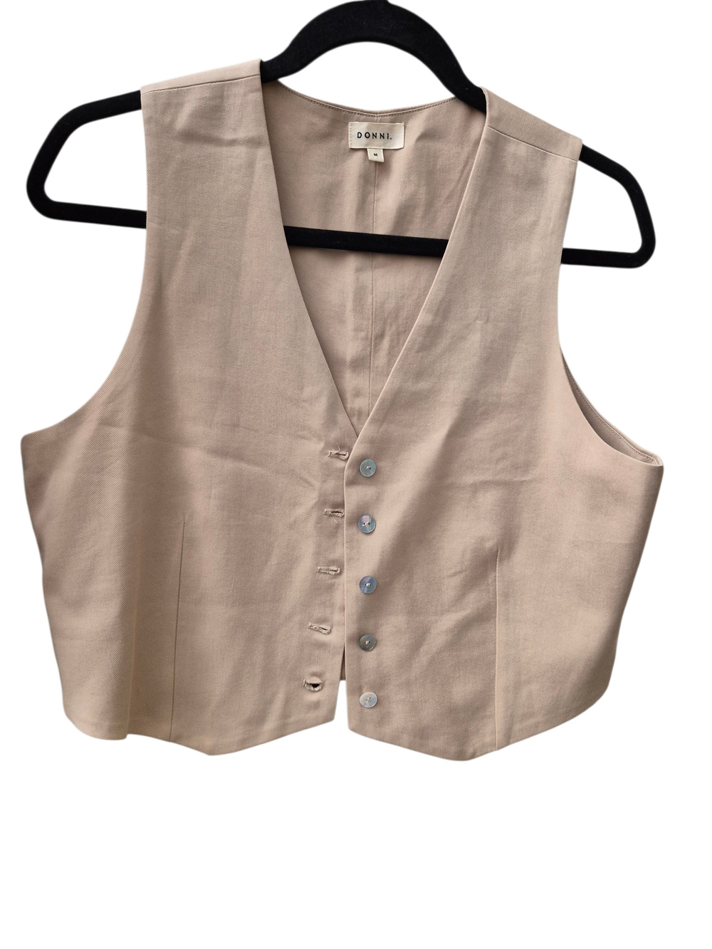 💕DONNI. Beige V-Neck Button Front Women's Vest & Pants Matching Set 💕